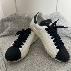 Authentic Moncler Two-Tone Dark Navy Blue and White Sneakers.  size 38